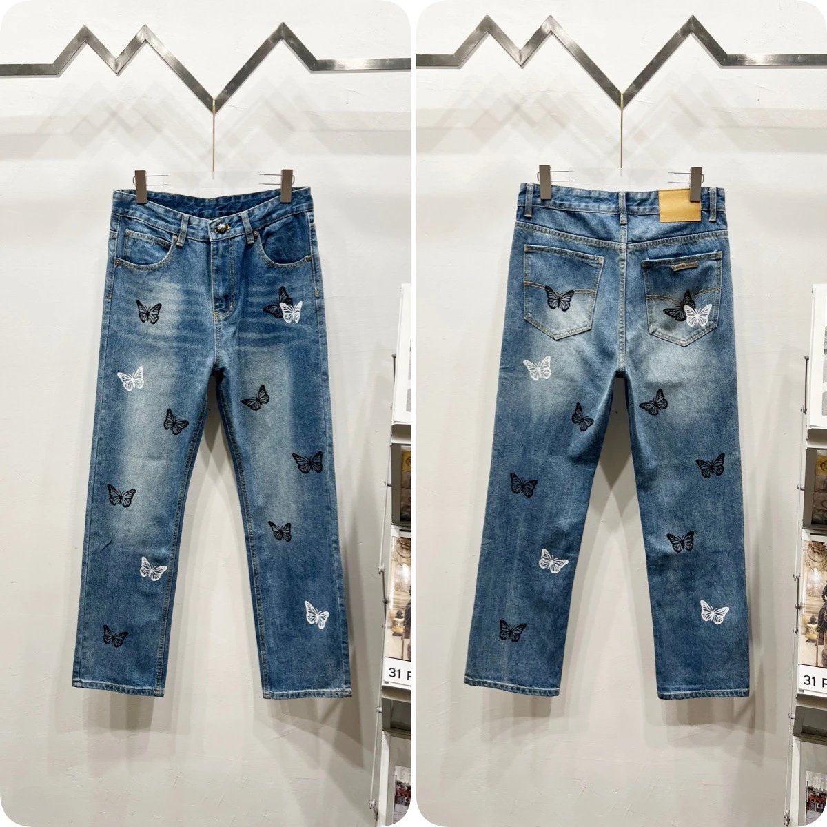 Unbranded Jeans Cross appliqué patchwork loose-fit — Blue K 1430