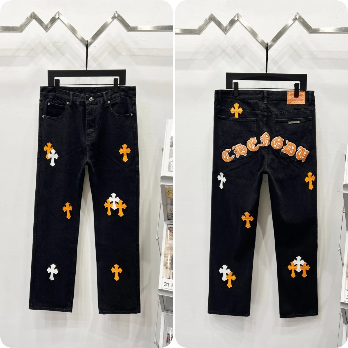 Unbranded Jeans Cross appliqué patchwork loose-fit — Orange blends with orange K 710