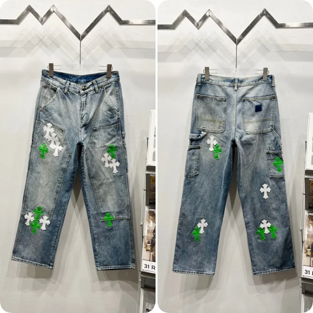 Unbranded Jeans Cross appliqué patchwork loose-fit product detail image 6
