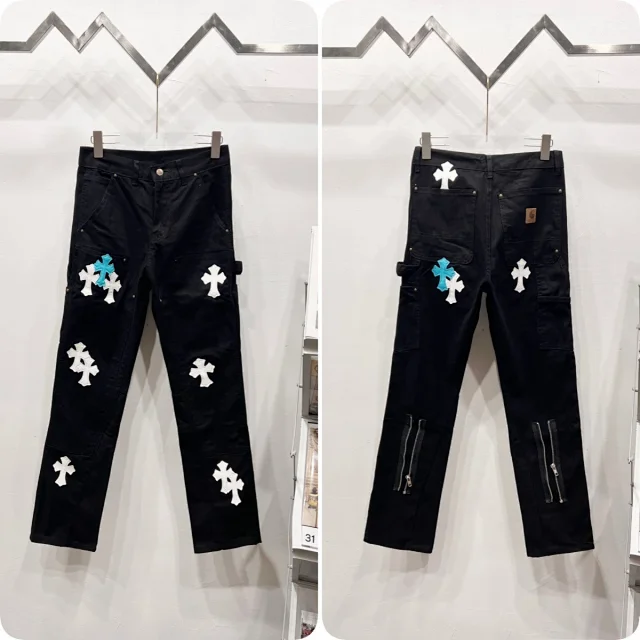 Unbranded Jeans Cross appliqué patchwork loose-fit product detail image 24