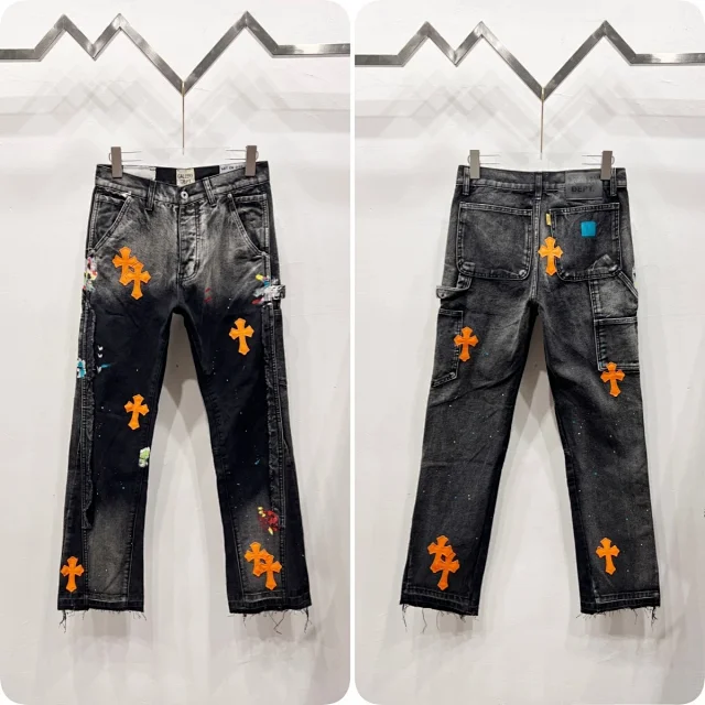 Unbranded Jeans Cross appliqué patchwork loose-fit product detail image 7