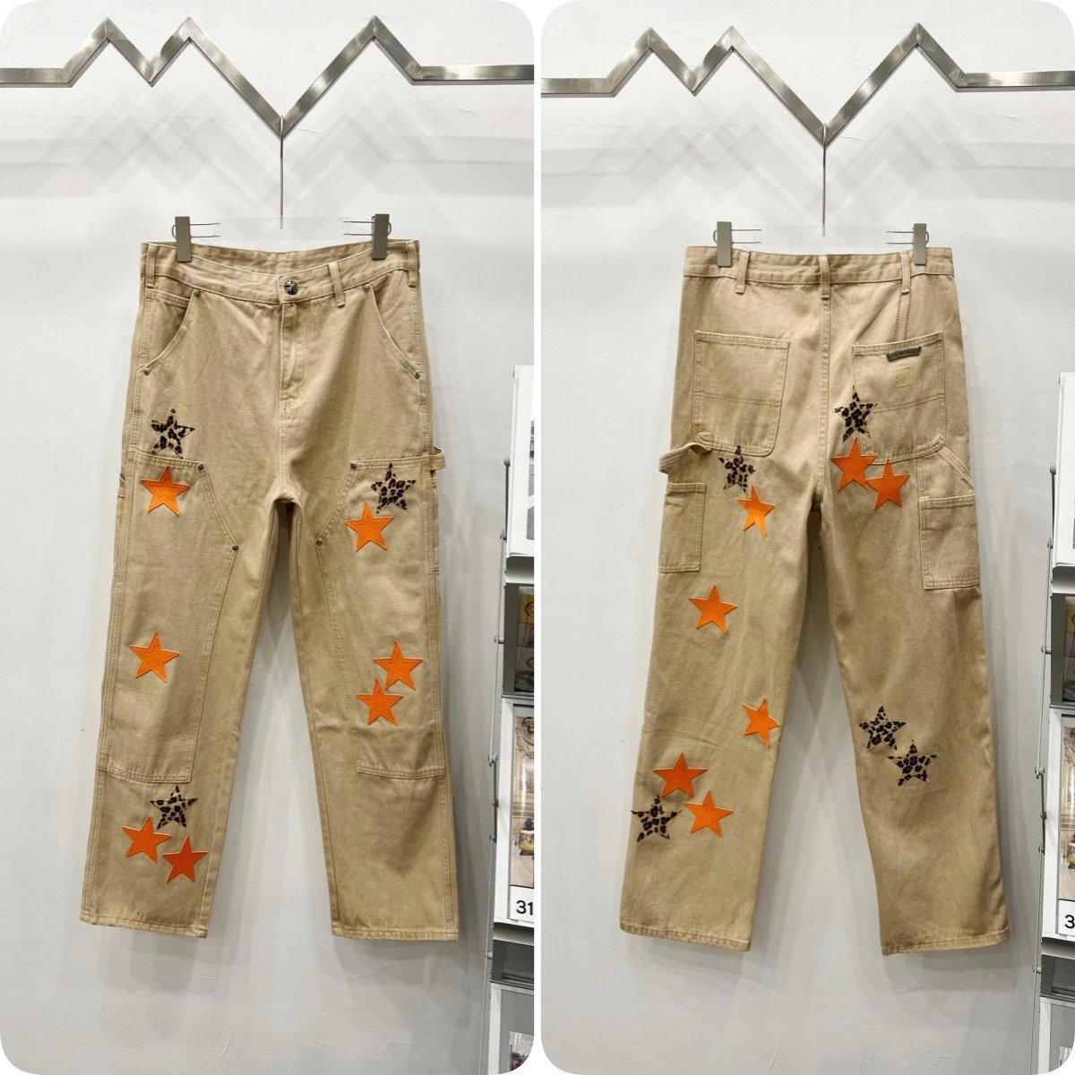 Unbranded Jeans Cross appliqué patchwork loose-fit — Khaki K 1400