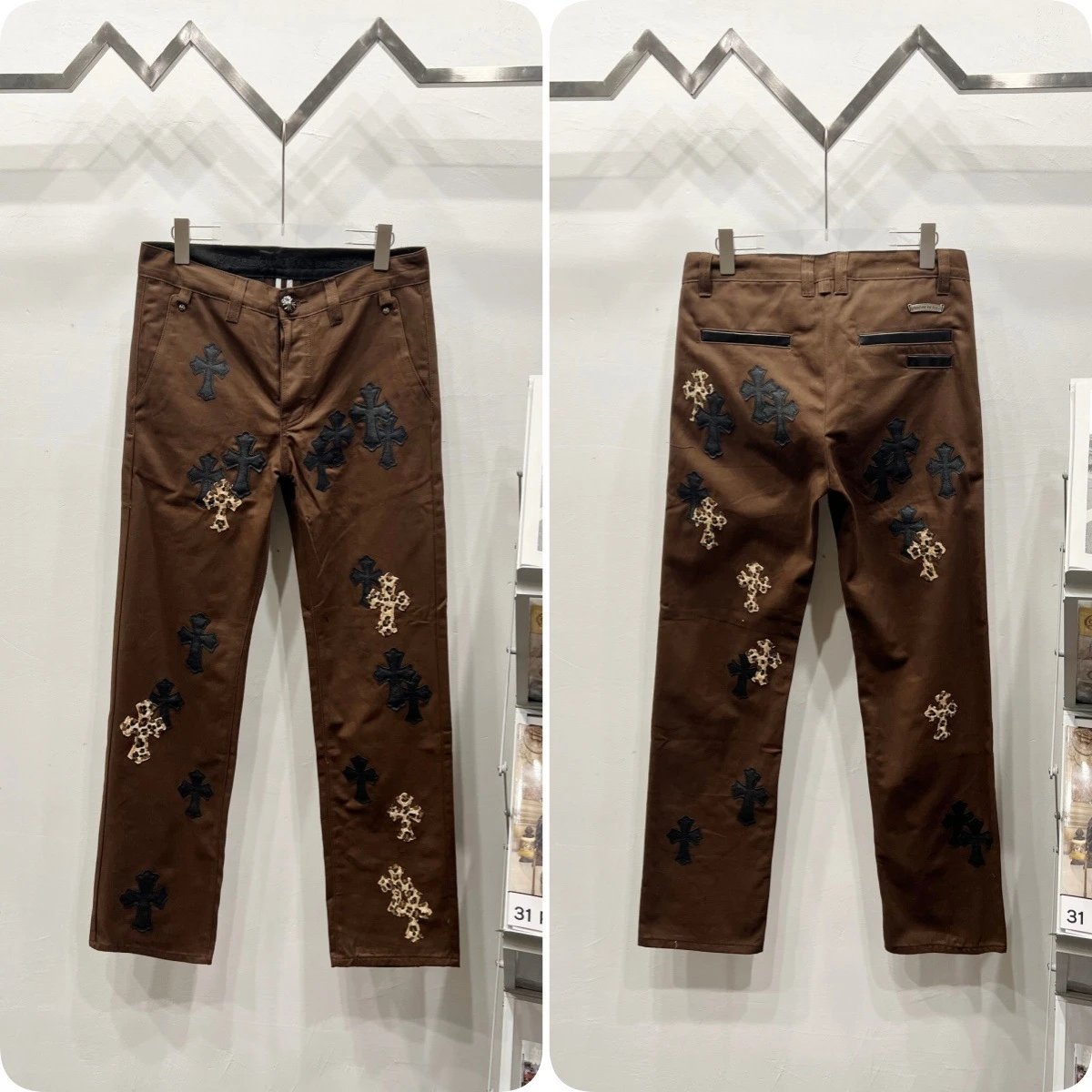 Unbranded Jeans Cross appliqué patchwork loose-fit — Brown C 046
