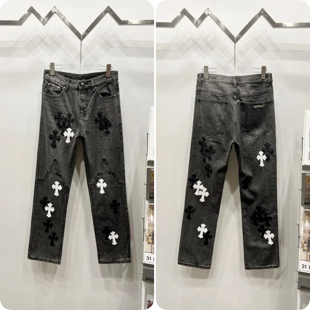 Unbranded Jeans Cross appliqué patchwork loose-fit product detail image 33