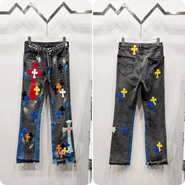 Unbranded Jeans Cross appliqué patchwork loose-fit product detail image 19