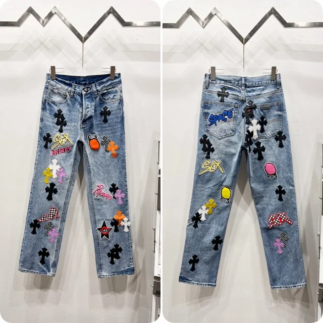 Unbranded Jeans Cross appliqué patchwork loose-fit product detail image 26