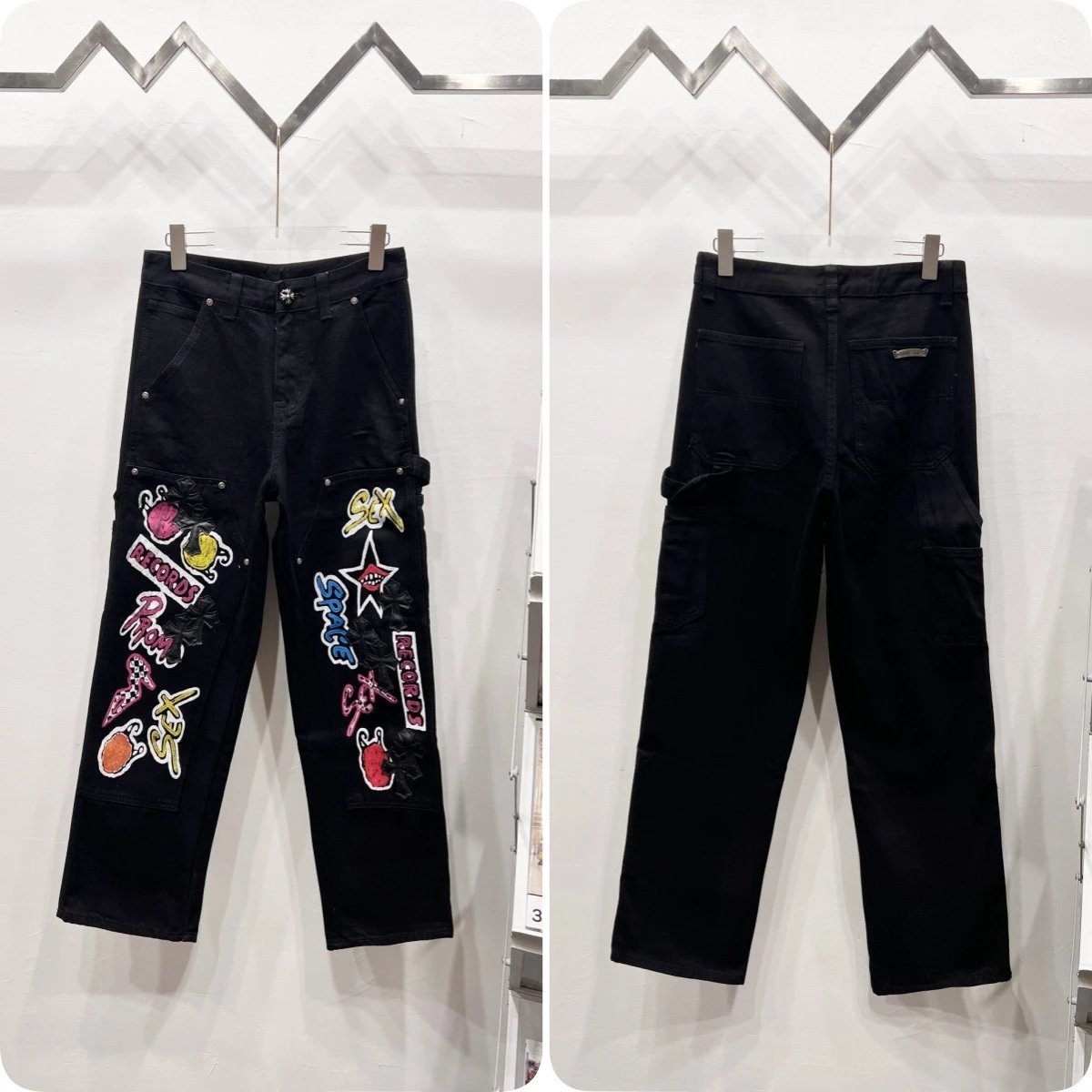 Unbranded Jeans Cross appliqué patchwork loose-fit — Black R 029