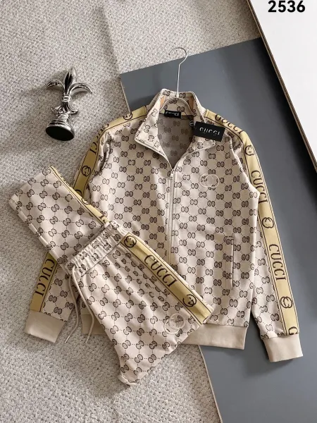 Gucci GG Monogram Tracksuit Beige and Brown Sets - 1