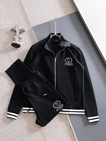 Gucci Logo-Embellished Black Tracksuit Set - 1