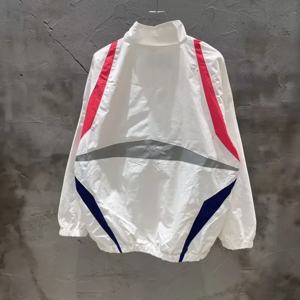 Corteiz Windbreaker Black with White Striped Panels Jacket - 50