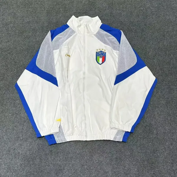 Corteiz Windbreaker Black with White Striped Panels Jacket - 63