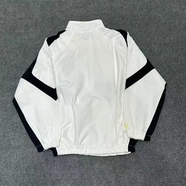 Corteiz Windbreaker Black with White Striped Panels Jacket - 61