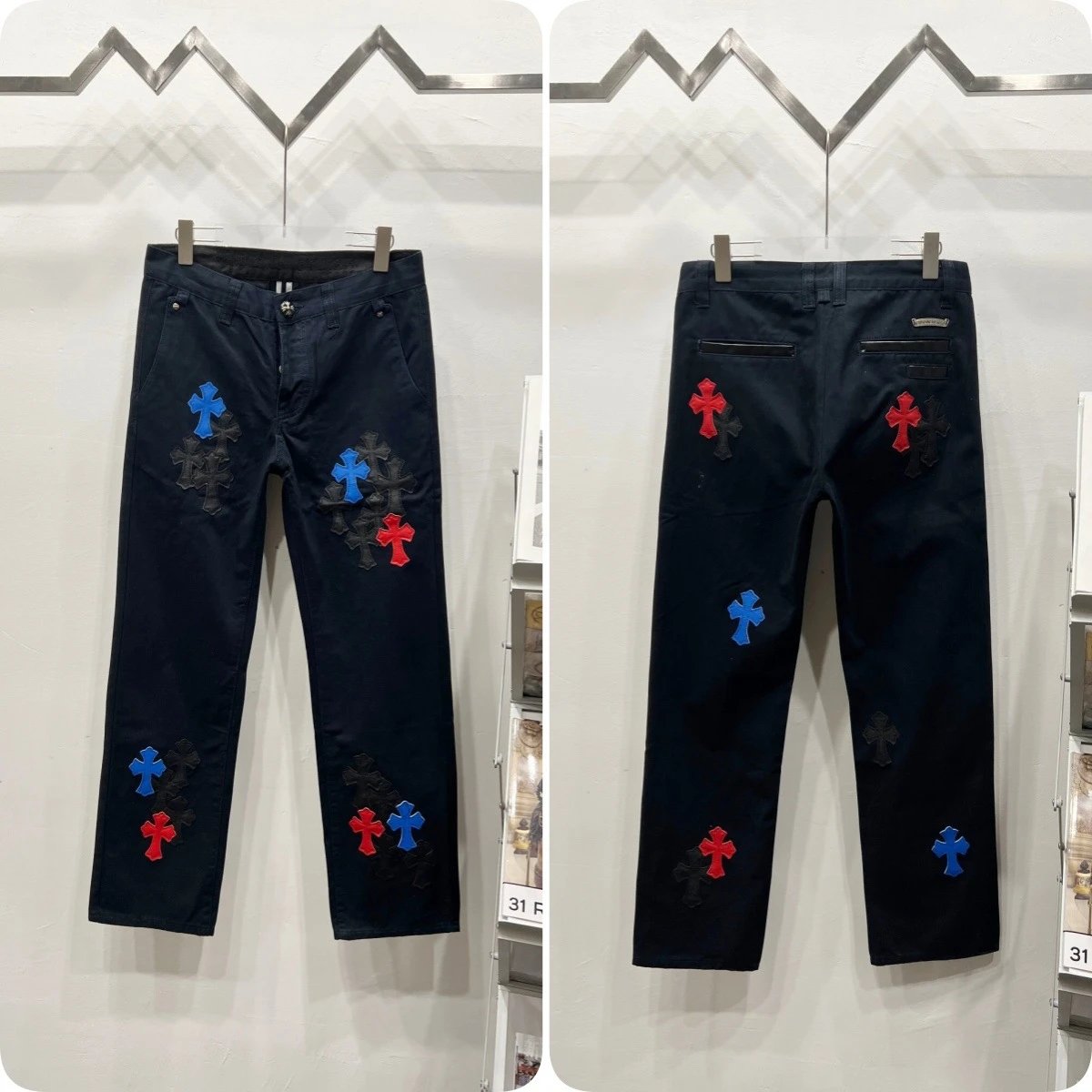 Unbranded Jeans Cross appliqué patchwork loose-fit — Dark blue C 033