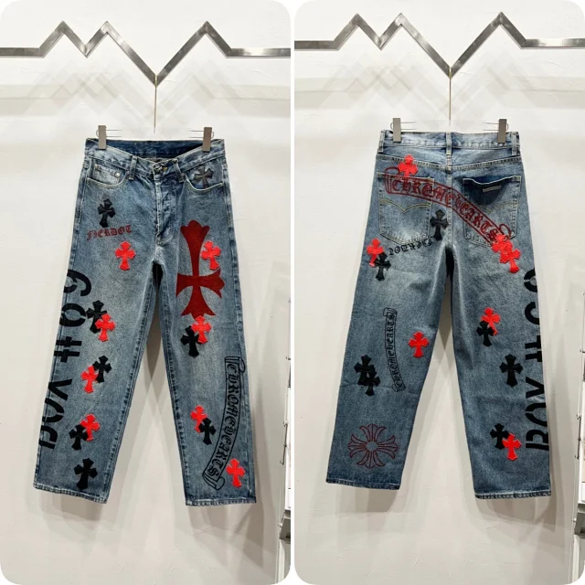 Unbranded Jeans Cross appliqué patchwork loose-fit product detail image 8