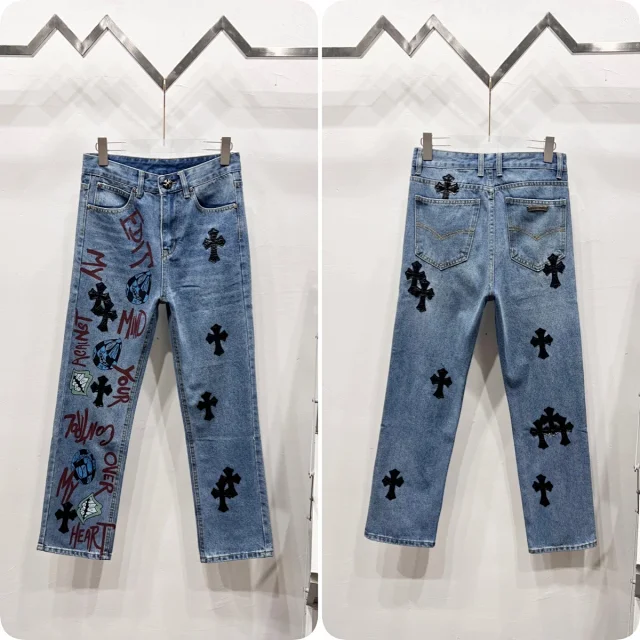 Unbranded Jeans Cross appliqué patchwork loose-fit product detail image 25