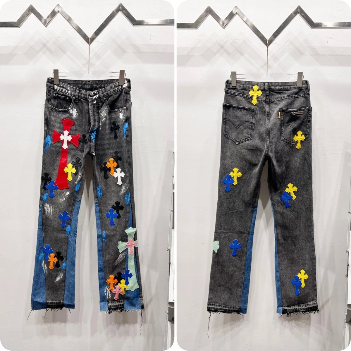 Unbranded Jeans Cross appliqué patchwork loose-fit — Washed black R 018
