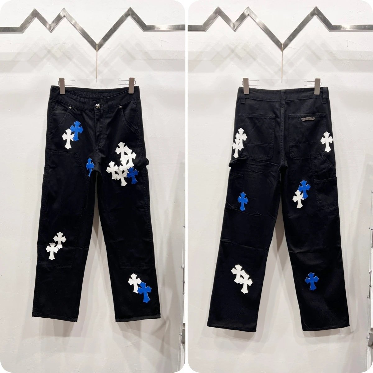 Unbranded Jeans Cross appliqué patchwork loose-fit — Black R 016