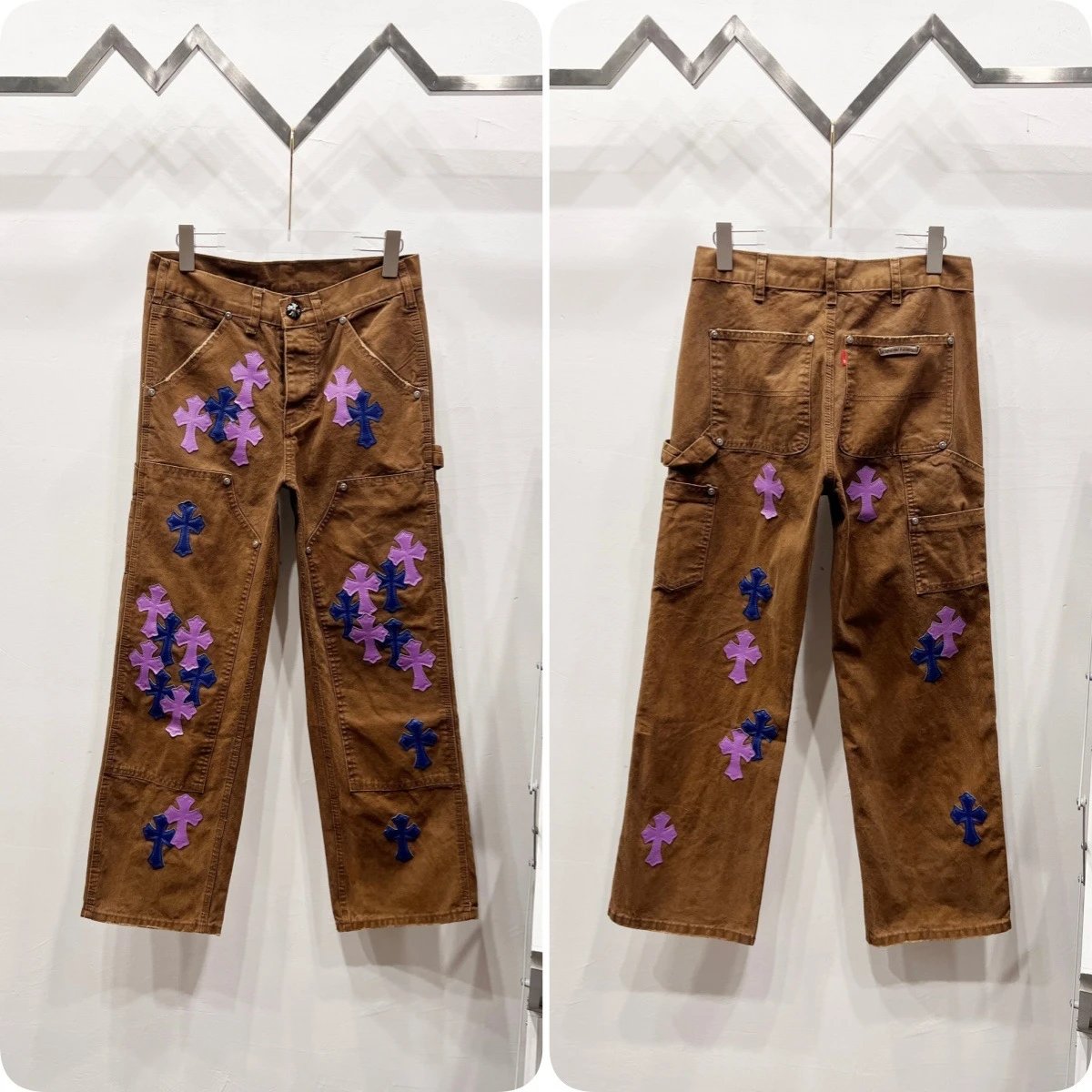 Unbranded Jeans Cross appliqué patchwork loose-fit — Brown R 023