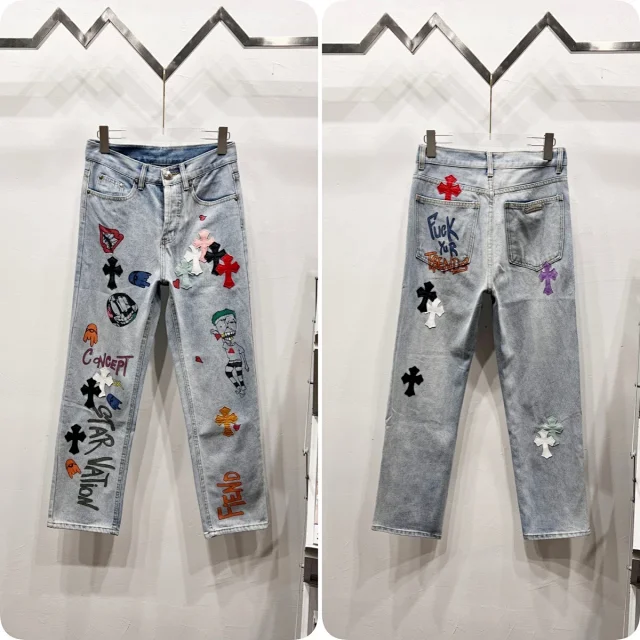 Unbranded Jeans Cross appliqué patchwork loose-fit product detail image 21
