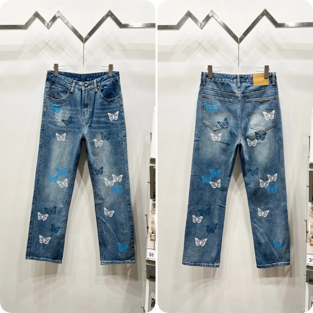 Unbranded Jeans Cross appliqué patchwork loose-fit — Blue K 1420