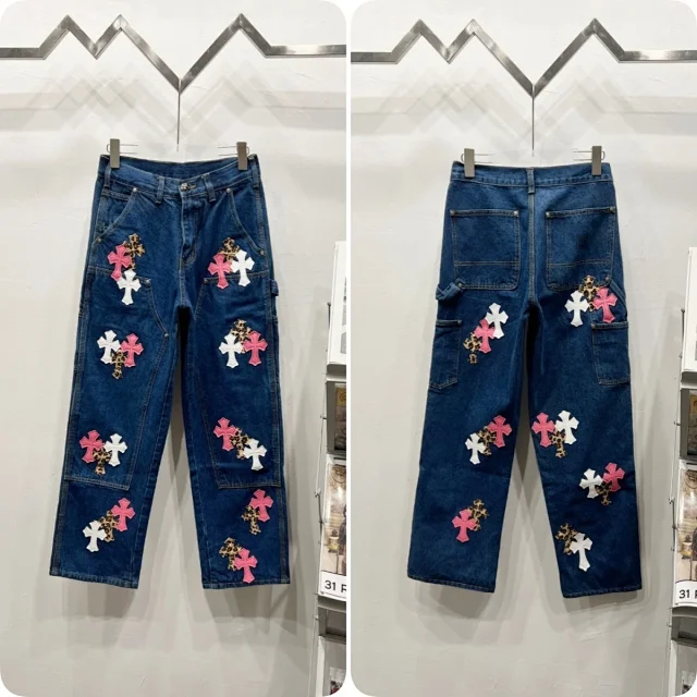 Unbranded Jeans Cross appliqué patchwork loose-fit product detail image 37
