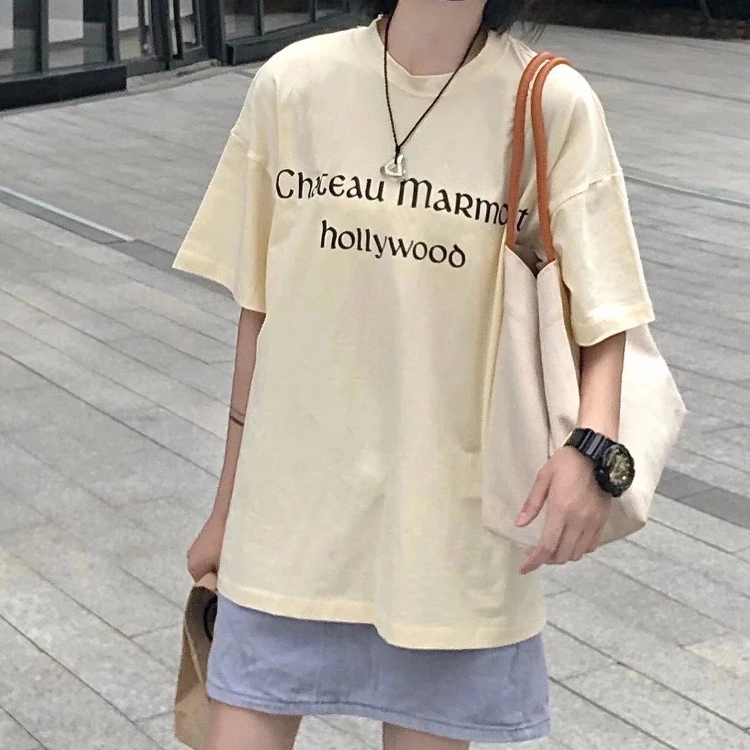 Louis Vuitton T-Shirts Short-Sleeve Graphic Logo T-Shirt — Yellow English 002
