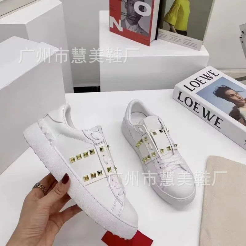 Studded Unisex White Platform Sneakers