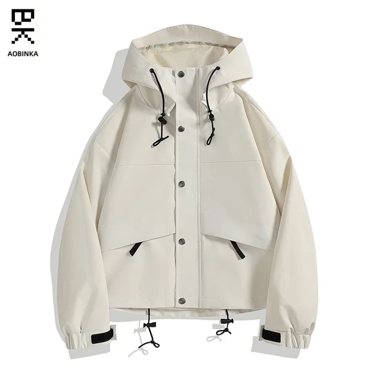 Women's Spring Autumn Outdoor Short Hooded Windbreaker Jacket