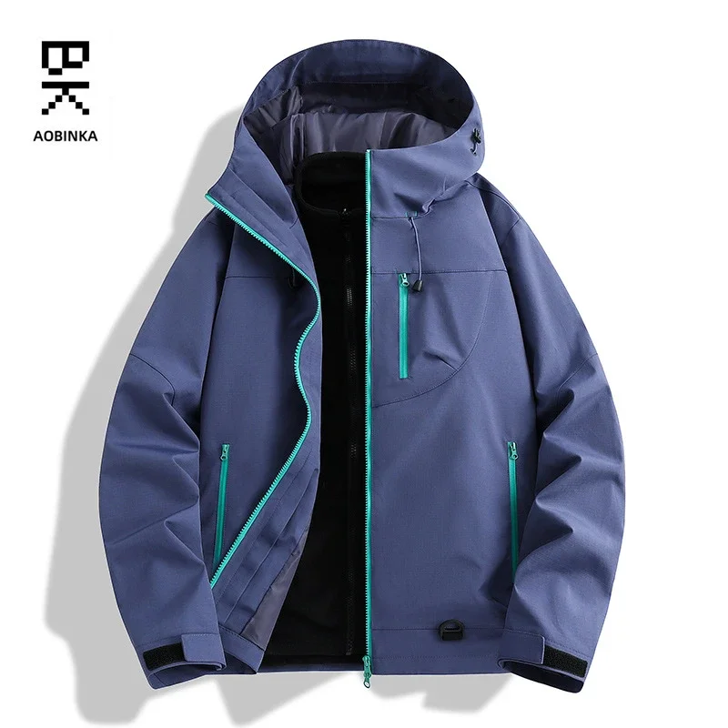 Spring Autumn New Unisex Fashion Zipper Color Blocked 3-in-1 Outdoor Jacket