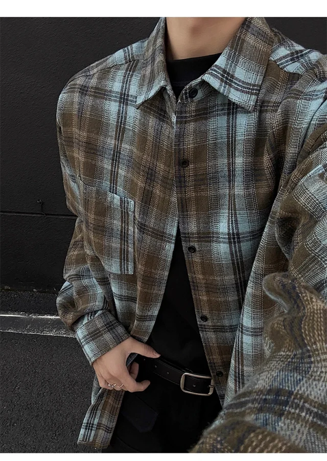 Vintage Checkered Shirt Jacket Detail