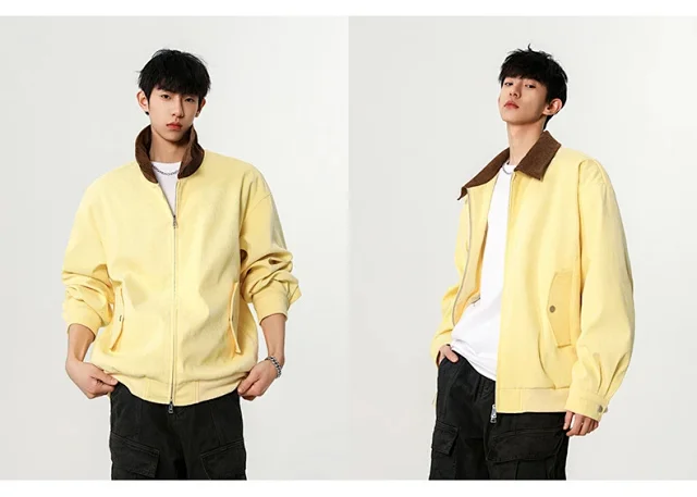 Autumn Retro Bomber Jacket for Couples Detail