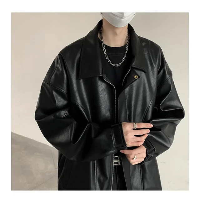2025 Spring/Fall Men's PU Leather Jacket Detail