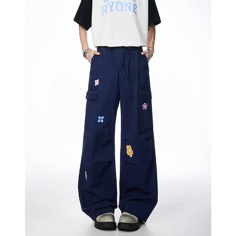 Unisex Embroidered Floral Work Pants