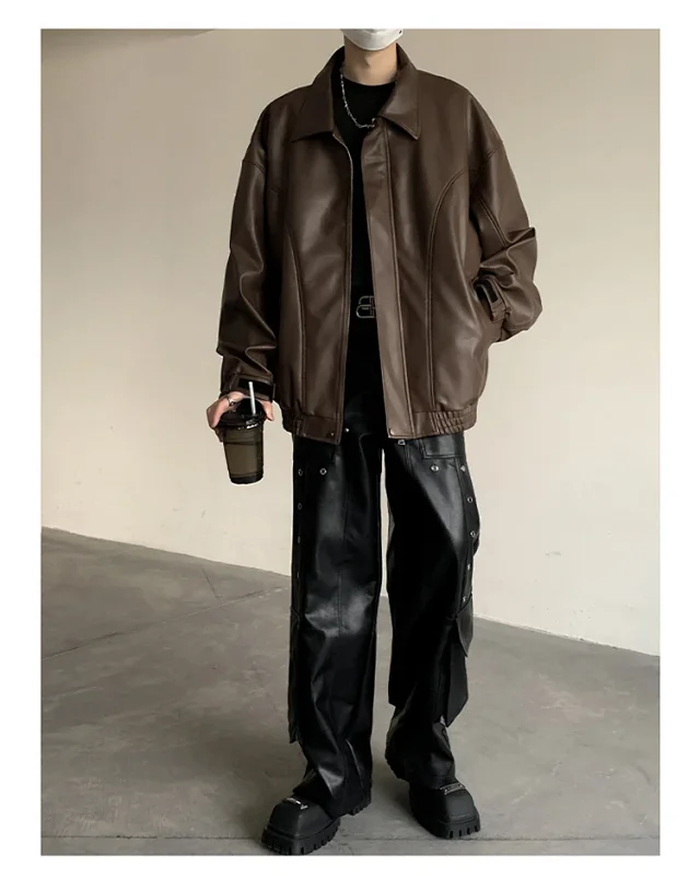 2025 Spring/Fall Men's PU Leather Jacket Detail