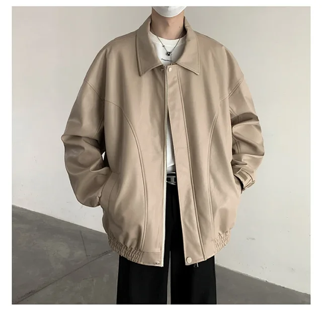 2025 Spring/Fall Men's PU Leather Jacket Detail