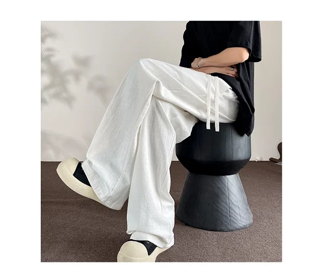 Men's Linen Retro Wide - leg Pants Detail