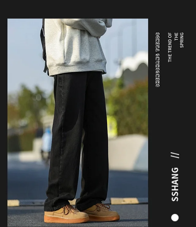 NASA Men's Spring/Fall Washed Straight Jeans (Unisex) Detail