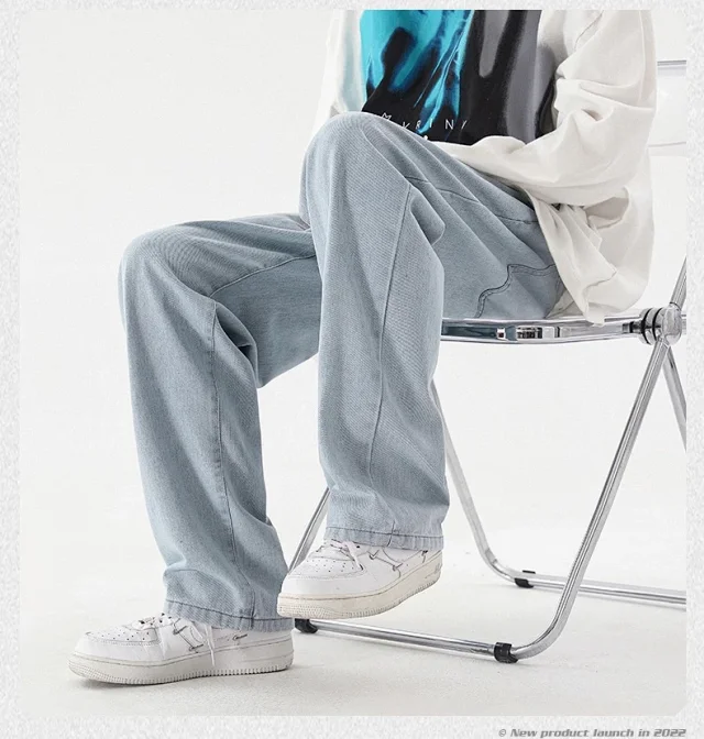 Men's Loose Straight Cotton Denim Jeans Detail