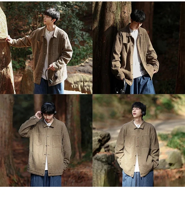 Autumn Spring Hong Kong Style Retro Work Jacket Detail