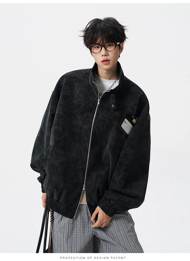 Men's Leather Jacket with YKK Zipper Detail