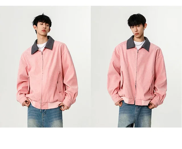 Autumn Retro Bomber Jacket for Couples Detail