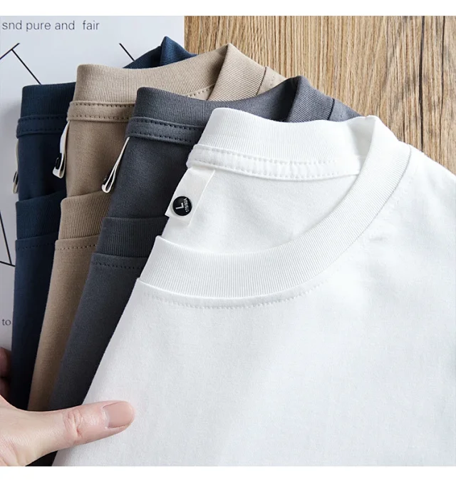 240g Heavyweight Cotton T-Shirt White/Black Unisex Large Size G Detail