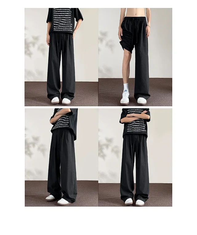 Men's Linen Retro Wide - leg Pants Detail