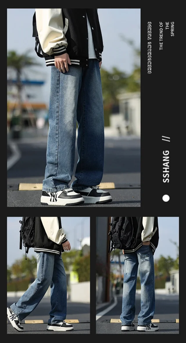 NASA Men's Spring/Fall Washed Straight Jeans (Unisex) Detail