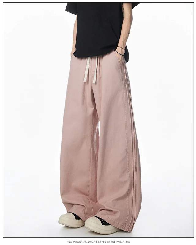 Men's 2025 New American High Street Straight Washed Joggers Detail