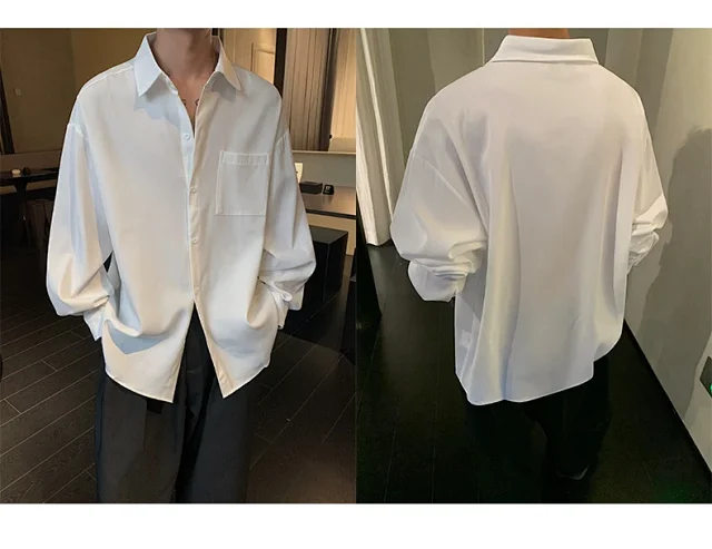 NASA Men's Loose Solid-Long Sleeve Shirt Detail