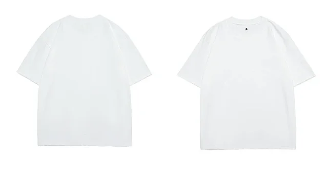 240g Heavyweight Cotton T-Shirt White/Black Unisex Large Size G Detail