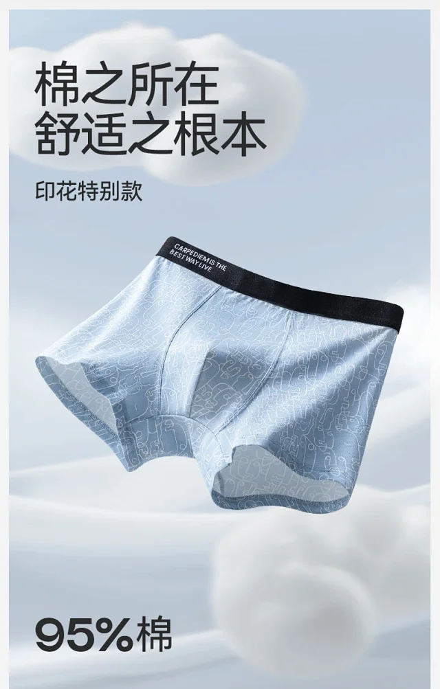 Men's Summer Breathable Cotton Boxer Briefs Detail