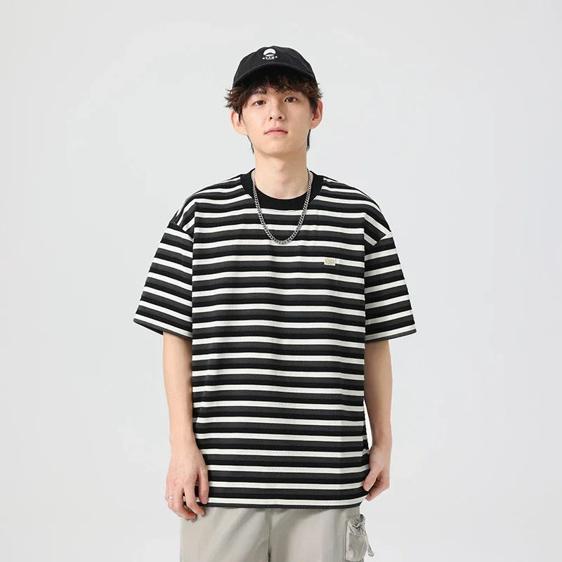 2025 Men's Striped Color - Blocked Tee