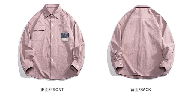 2025 Autumn Hong Kong Style Men's Workwear Shirt Detail